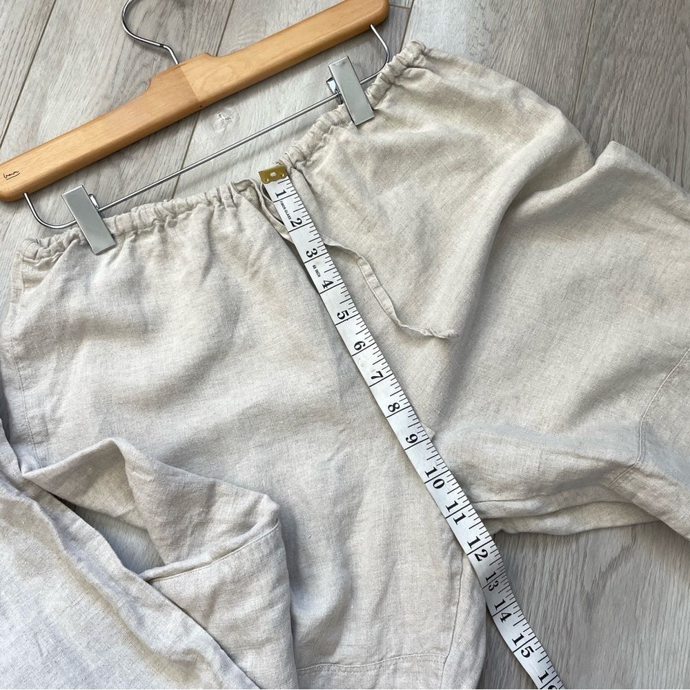 Linen Pullon Pants straight leg womens Beige (small) minimalist natural classic - Picture 6 of 6